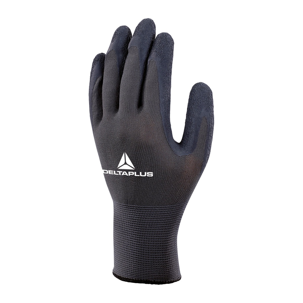 Guante Tejido Látex Rugoso Gris Negro (TALLA 10)