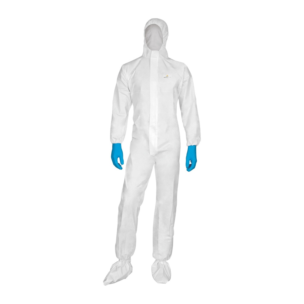 Traje Desechable Tipo 5/6 Antiestático Microporoso Laminado con Capucha Blanco (TALLA XXL)