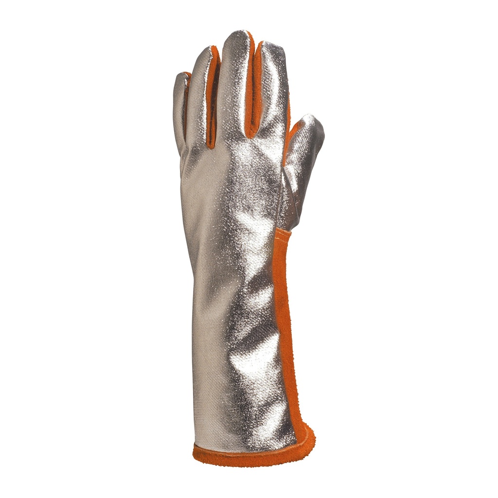 Guante Anticalórico Serraje Dorso Kevlar Aluminizado Naranja Gris Plata (TALLA 10)