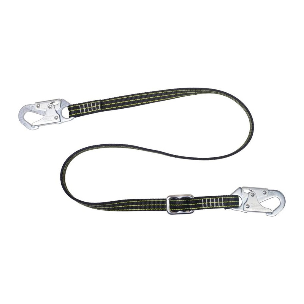 Eslinga de Posicionamiento Sencilla Regulable 1.05 a 1.8 m Ganchos 20 mm Negro Amarillo