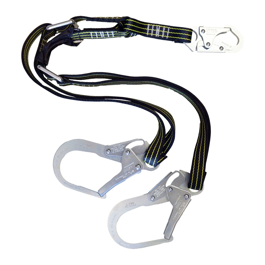 Eslinga de Restricción Doble Regulable 1.1 a 1.8 m Ganchos 65 mm Negro Amarillo
