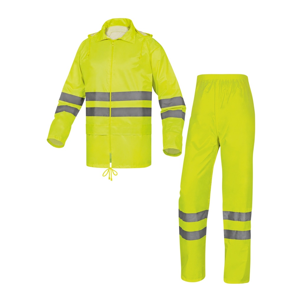 Traje Impermeable PVC Bandas Reflectivas Amarillo Fluorescente (TALLA XL)
