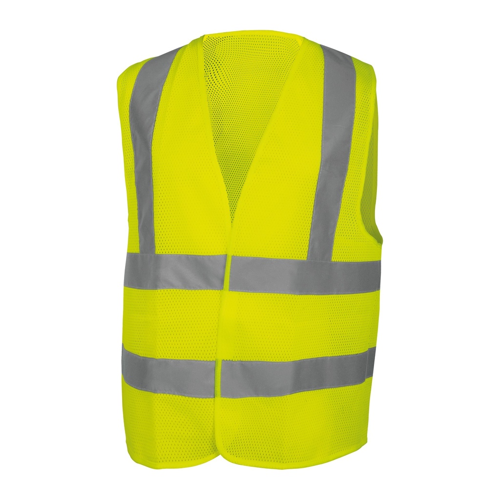 [GILM3JAGT] Chaleco Alta Visibilidad ANSI Clase 2 Malla Poliéster Bandas en Tirantes y Paralelas Amarillo Fluorescente (TALLA L)